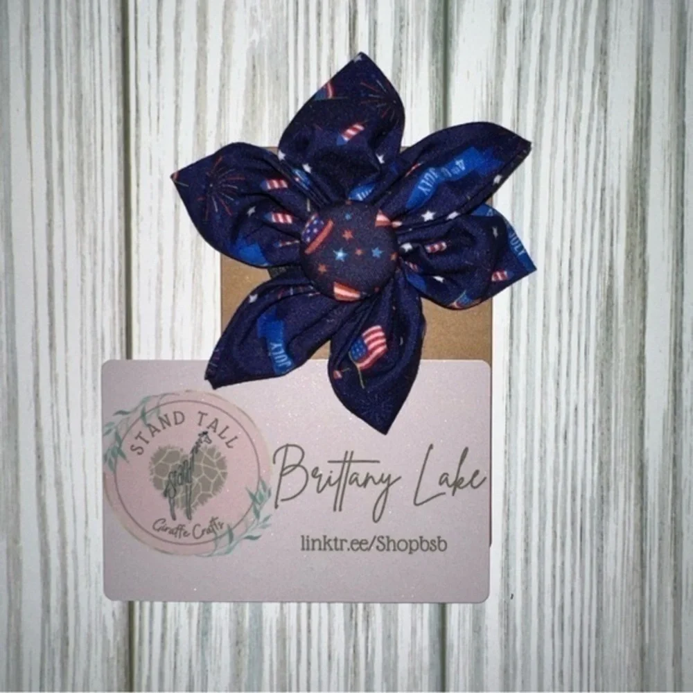 2/$10 4th of July Blue dog flower over the collar accessory 3” size new #2